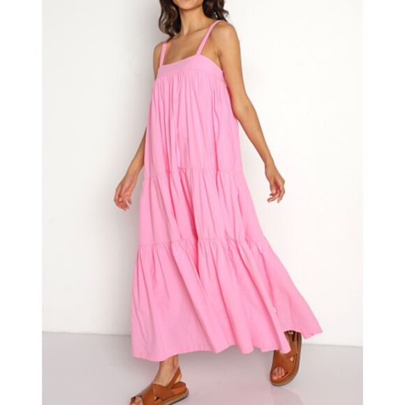 ARAMINTA JAMES Sunset Tiered Maxi‎ Dress Pink NWT 10/M - Picture 1 of 6